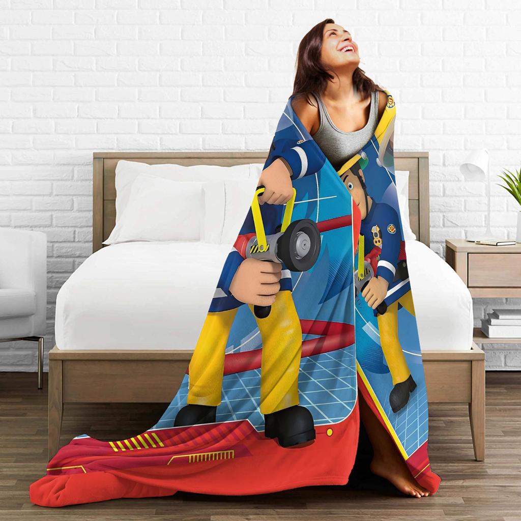 Firemans Sams Flannel Blanket Winter Super Warm Throw Blanket for Girls Boys Outdoor Pattern Bedspread Sofa Bed Cover