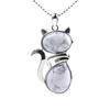 Pink Purple Stone Pendant Cute Shape Cat Jewelry Necklaces Daily Wear Cat Necklaces  Women Girl