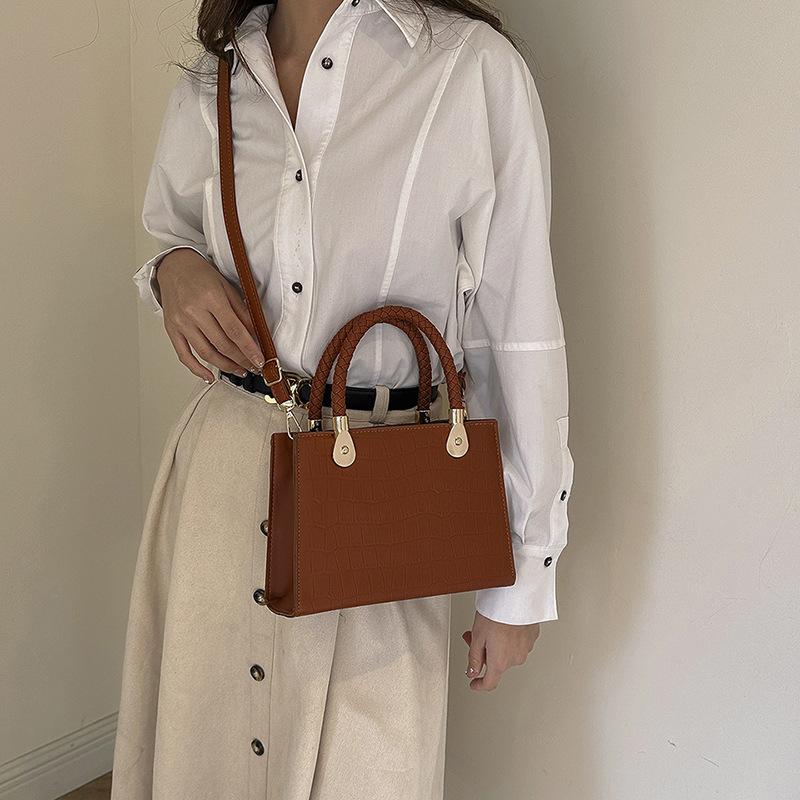 Stone Pattern Small Square Bag Fashion Handbag Retro Simple Shoulder Bag Messenger Bag