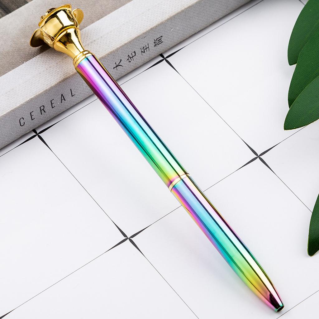 1 шт., красивая металлическая шариковая ручка с цветком розы, интересная шариковая ручка, школьные канцелярские принадлежности, школьные канцелярские принадлежности