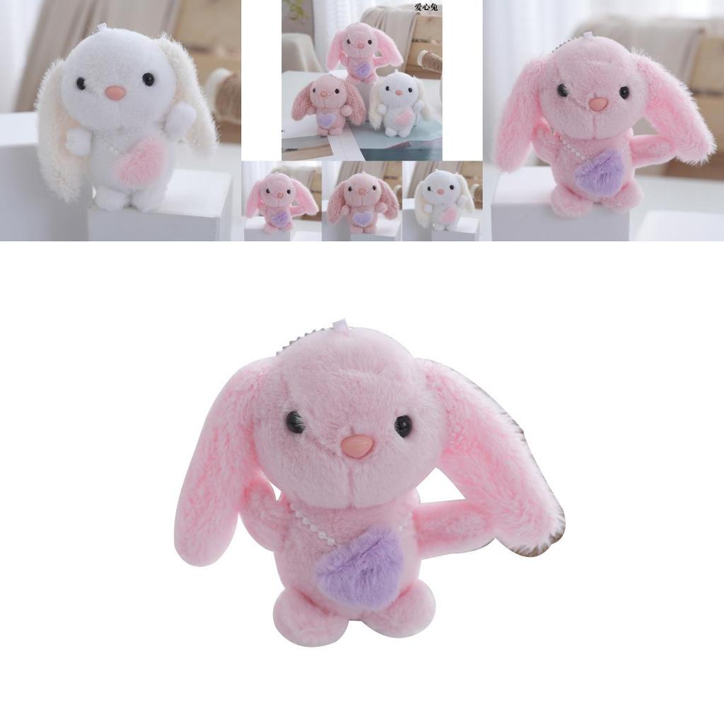 Charming Pink Plush Bunny Keychain Miniature Cuddly Doll Perfect For Children's Presents