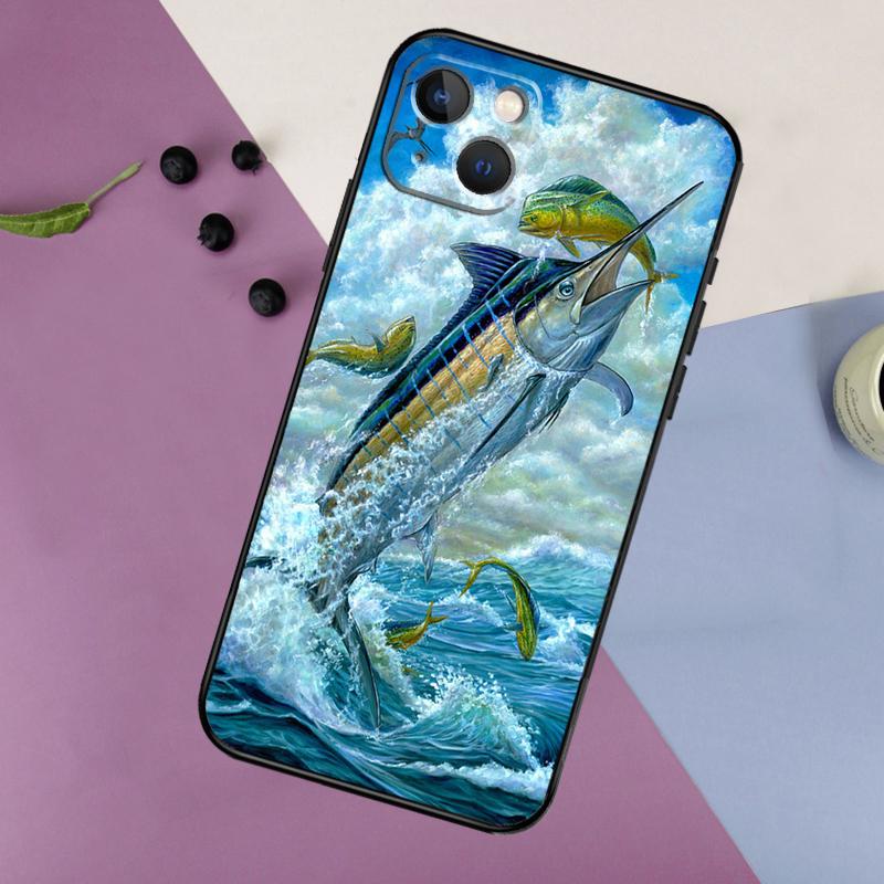 Чехол-картина 'Голубой марлин' для iPhone 16 15 14 13 12 11 Pro Max Plus X XS Max XR 7 8 Чехол Аксессуары