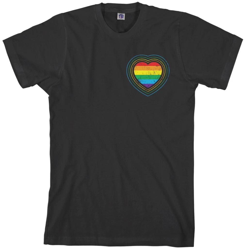 Threadrock Men's Gay Pride Rainbow Heart T shirt lesbian LGBT