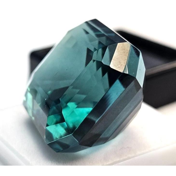 Natural Teal Blue Tourmaline Emerald Cut 40+ Ct Beautiful Certified Gemstone