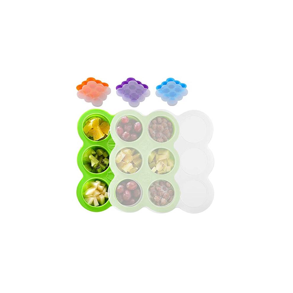 4 pcs Silicone Baby Food Storage Container, Silicone Moulds with Lid for Baby Food, Ice Cubes, Sweets and Chocolate (Random Colour, 9 x 75 ml)