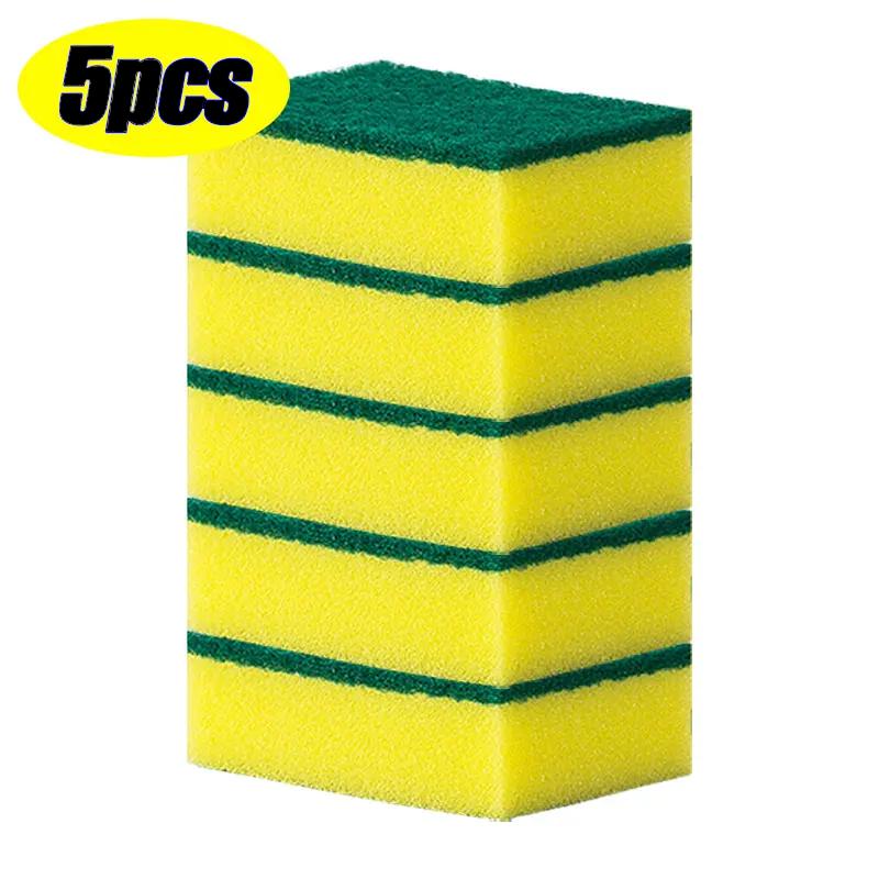 5/50 шт. губка для мытья посуды - прочная кухонная скребок для посуды, не царапает, многоразовая и экологичная, для использования дома/в ресторане