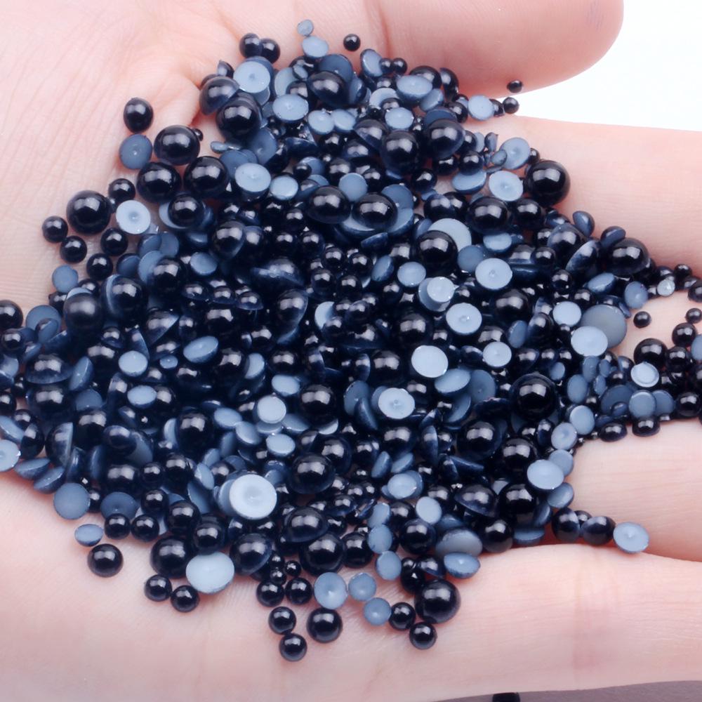 8mm Flat-Bottom Half-Round Imitation Pearls Beads, 100-Pack - DIY Rhinestone Mobile Case Accessories