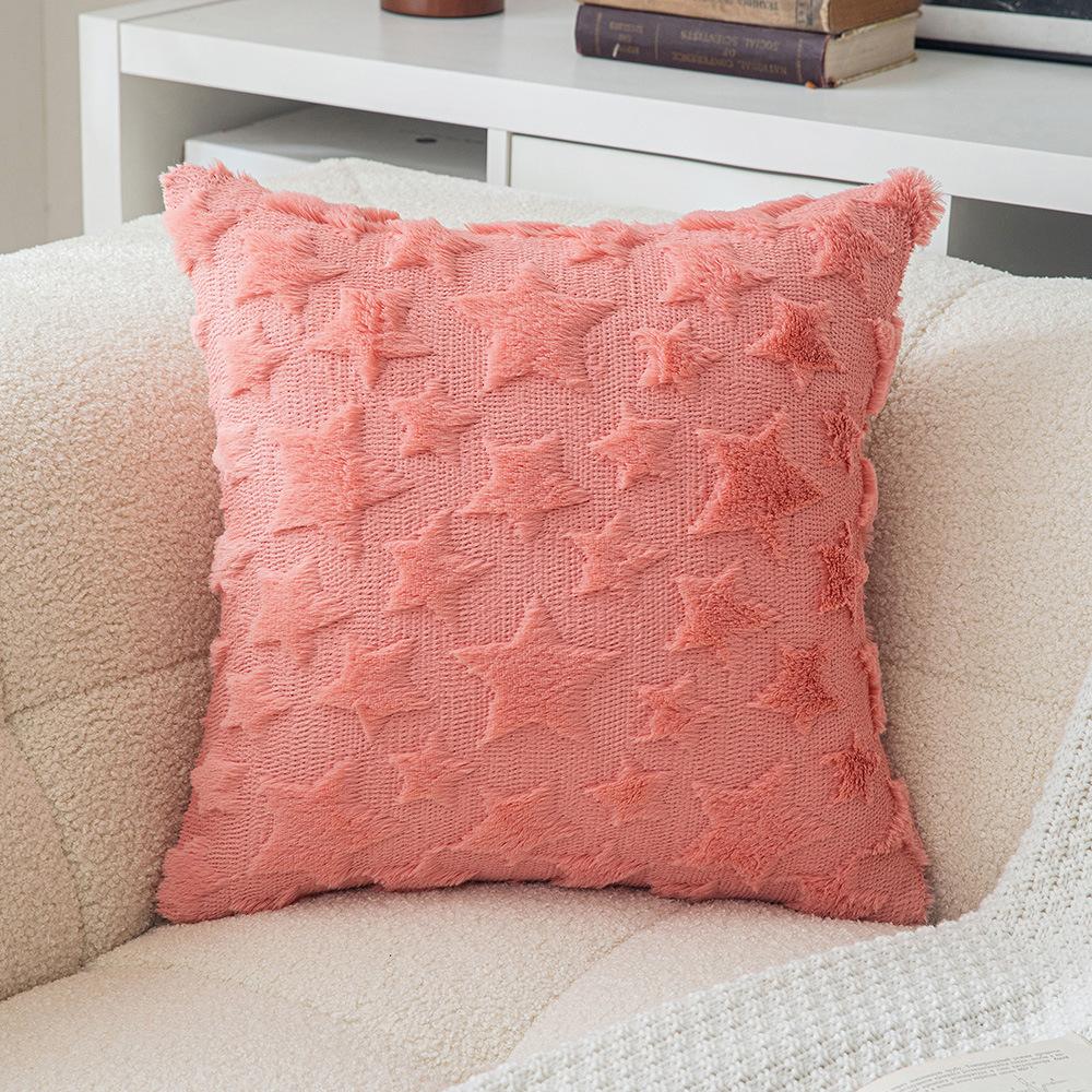 Рождественская звезда Вышитая меховая наволочка Домашняя гостиная Диванная подушка Чехол Праздничная вечеринка Удобство Декоративная наволочка