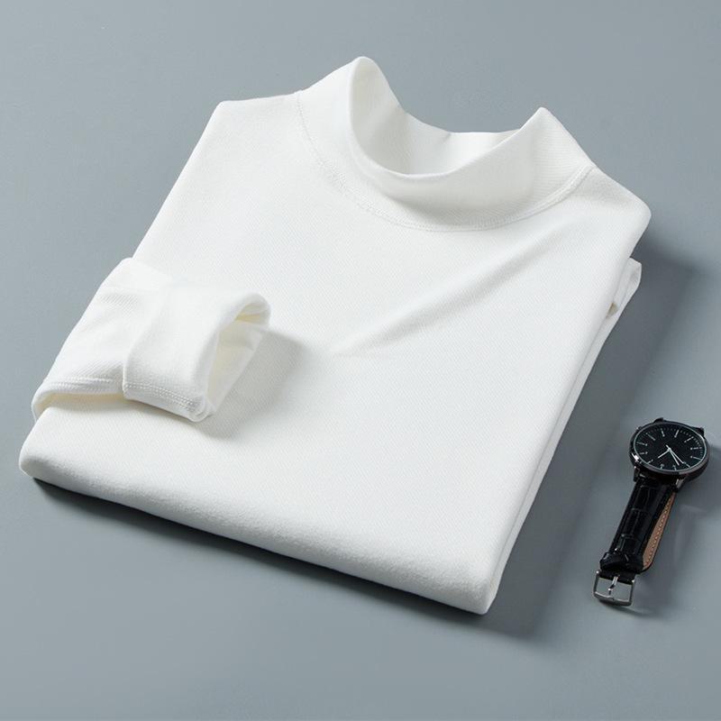 Men's and Women's Thermal Half Turtleneck Long-Sleeve Top - Korean Style White Base Layer for Autumn/Winter.