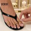 Золотое Украшение для Ног 5 шт. Набор Неправильных Колец на Палец Ноги, Не Тускнеющее Покрытое Сплавом Металлические Кольца-Полоски, Регулируемое Открытое для Женщин Винтажное