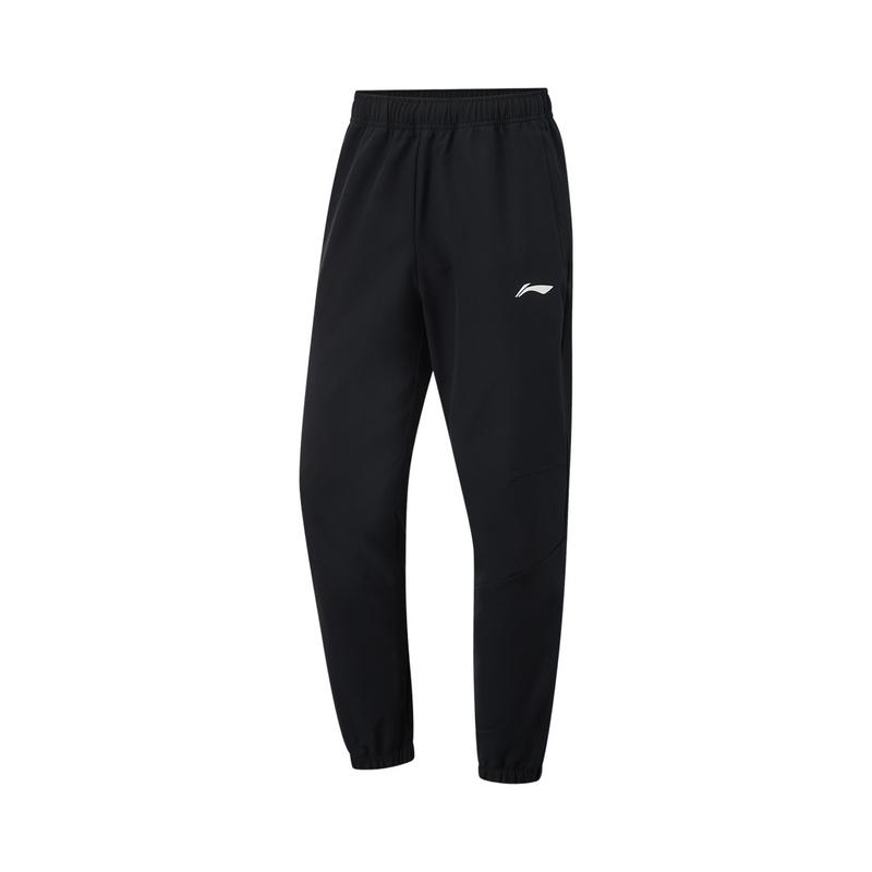 Li Ning Running Series Solid Color Mid Waist Comfortable Breathable Cuffed Sports Long Pants Men Bottoms Black AYKU959-1