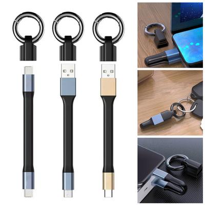 Короткий USB-кабель для зарядки типа C с брелоком, 3 А, шнур питания для быстрой передачи данных для портативных устройств