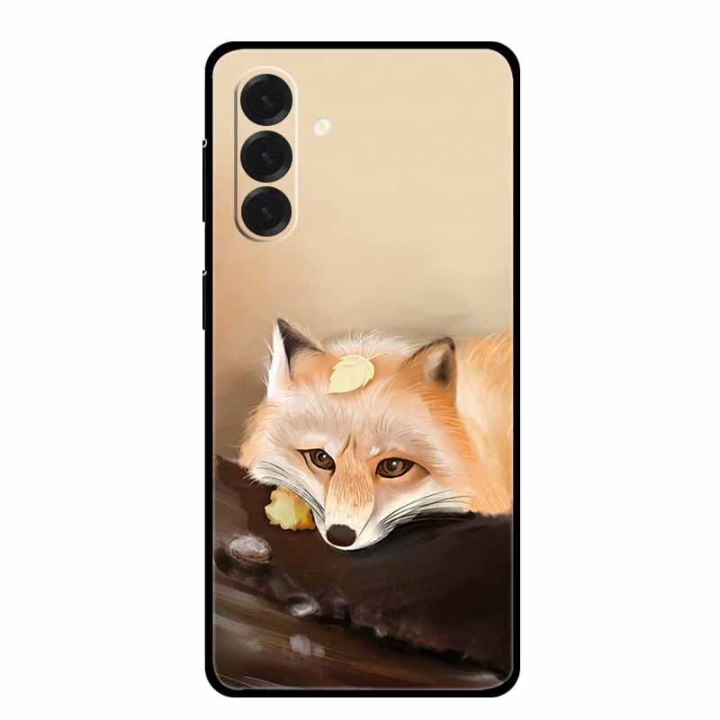 For Samsung Galaxy A17 5G Lion Cat Case Soft Silicone Cover for Galaxy A17 5G TPU Cases Shockproof Black Cover a17 Animal Bumper