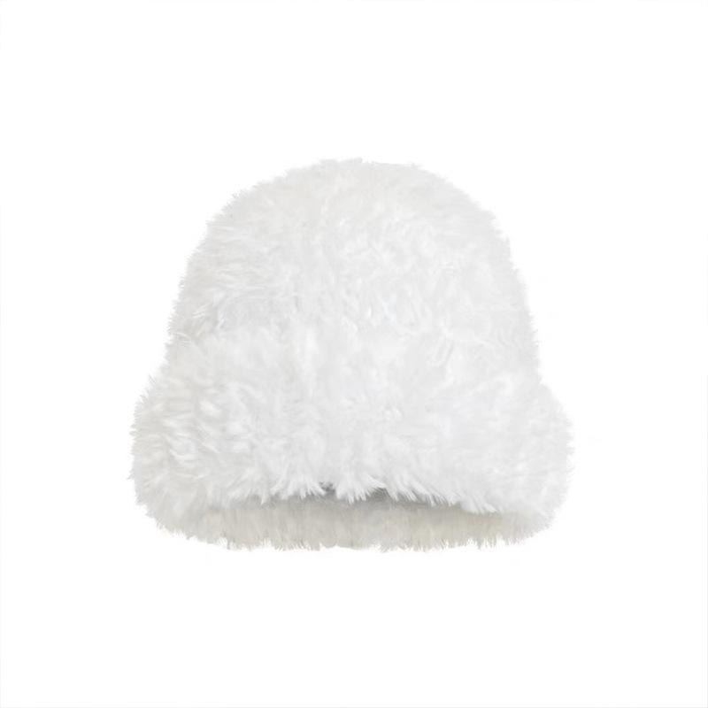 Rabbit Haired Hat Women's Face In Autumn and Winter Small Furry Plush Hat Warm Ear Protection Fur Big Head Fisherman Hat Trend