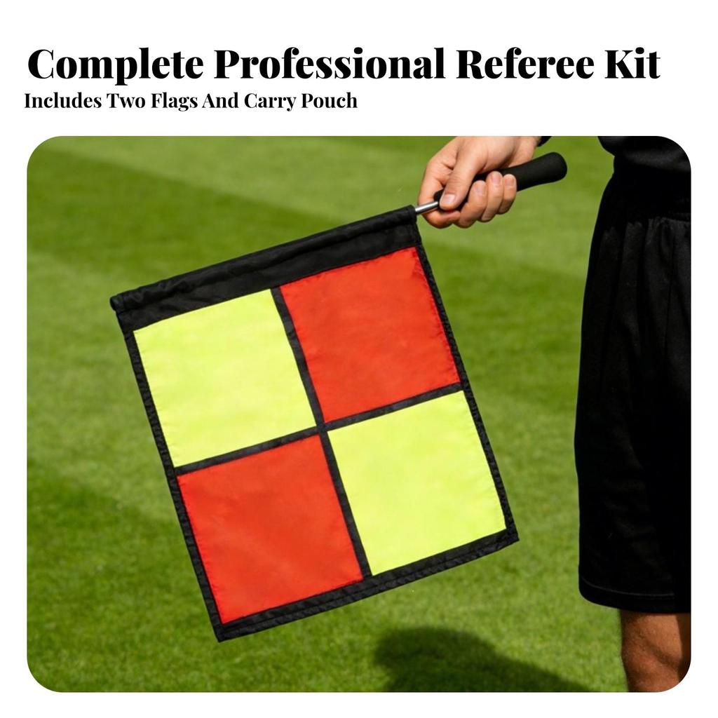 2 Pieces Referee Flags with Carrying Pouch High-Visibility for Athletic Training