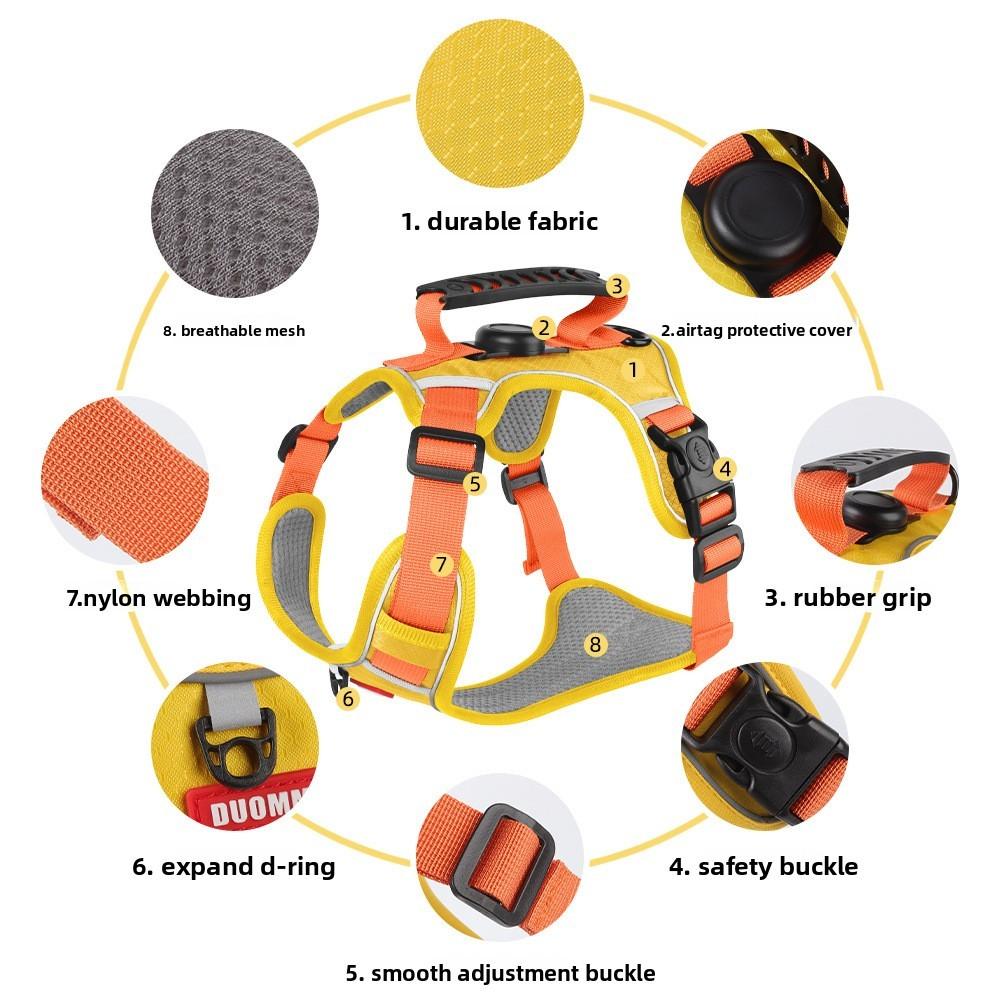 Dog Chest Harness With Nylon Material And Non Extendable Leash For Small Pets