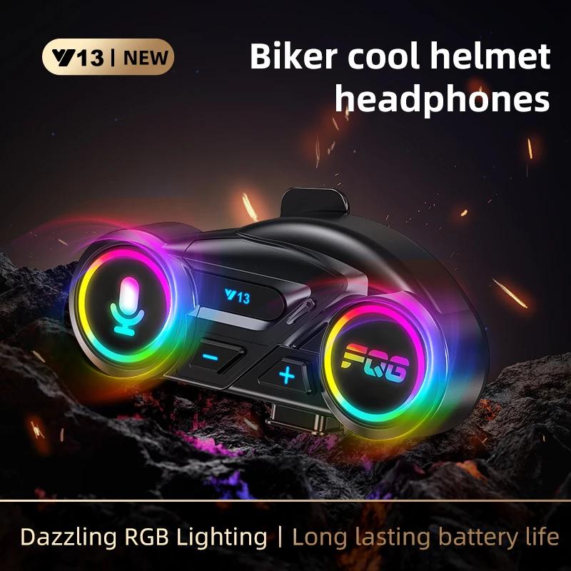 Y13 Мотоциклетная Bluetooth-гарнитура для шлема Беспроводная Мотоциклетная Гарнитура для Звонков Свободные руки Водонепроницаемый Наушник с Подсветкой