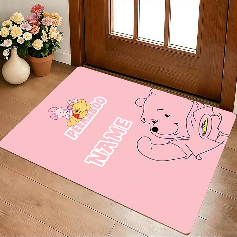 Custom Name Pooh Bear Living Room Non-Slip Area Rug Soft Carpet for Bedroom Kids Playroom Sofa Office Home Decor Doormat