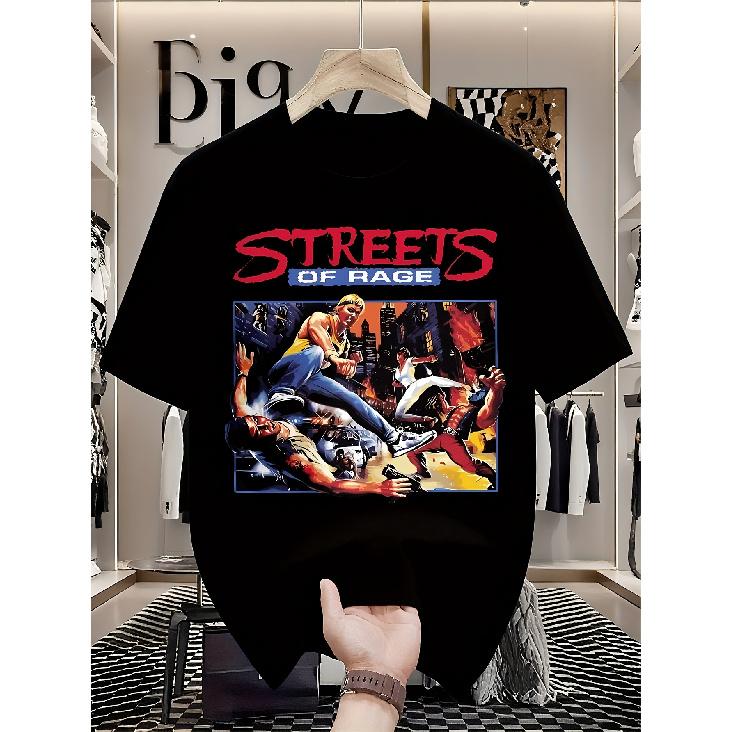 Men'S Streets of Rage Retro Arcade T-Shirt - Axel & Blaze Character Graphic Tee, Vintage '90s Gaming Shirt with Iconic Logo, Soft Breathable Cotton