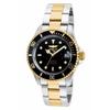Invicta Pro Diver Automatic Watch, 40mm Case, Steel and Gold, Stainless Steel Strap, Black Dial, Men's, Silver, 8927OB