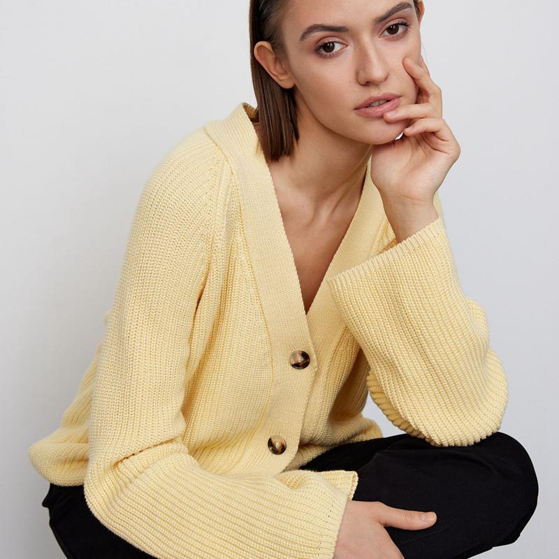 Women V Neck Short Sweater Cardigan Autumn Winter Temperament Bat Sleeve Button Solid Knit Tops