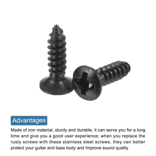 uxcell 25pcs 3mm Electric Guitar Bass Pickguard Screws for SQ, ST, and TL Guitars, Black