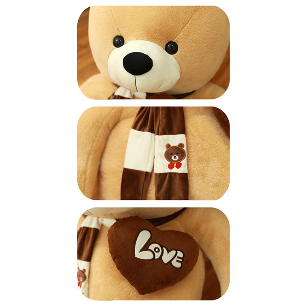 AMIRA TOYS Очень большой плюшевый медведь, Милый медведь, Большая мягкая игрушка, Подушка для тела, Праздник, Пушистый (Светло-коричневый, 120см)