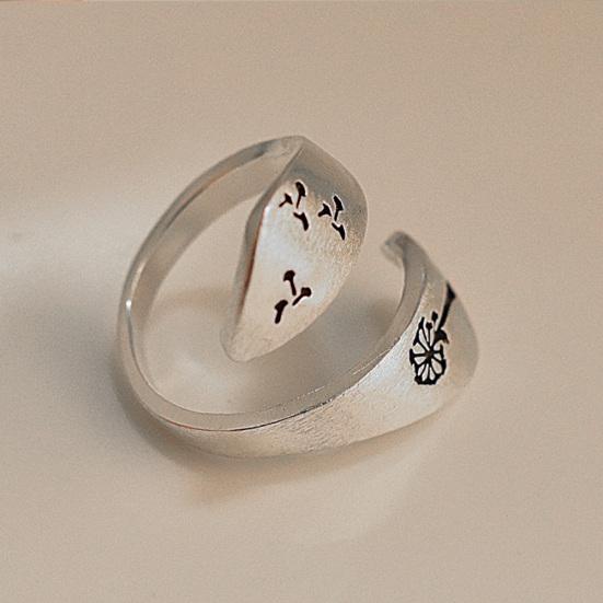 Простое женское спиральное кольцо с одуванчиком, открывающееся на палец, регулируемое ювелирное изделие, подарок