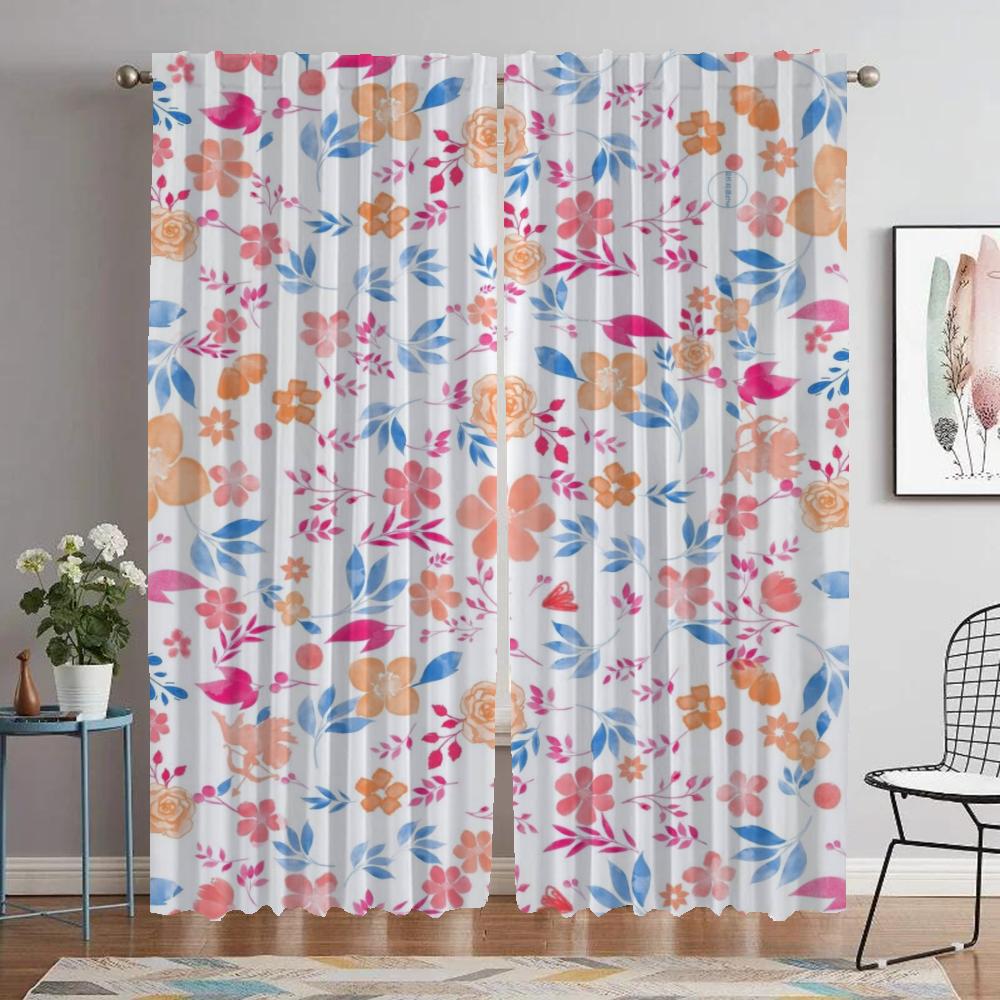 Цветочные элегантные шторы для комнаты, занавески для окна камеры, занавески для домашнего интерьера, 2 шт., абажуры, украшение на Хэллоуин, перегородка