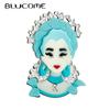 Bule Hair Zircon Lady Brooches Women's Stylish Acrylic Material Badge Exquisite Party Gift Pins Accessory Jewelry