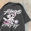 Always Happy Skateboard Rabbit Мужские футболки свободного покроя Harajuku Мягкая одежда Модная дышащая футболка Хлопковая футболка с круглым вырезом