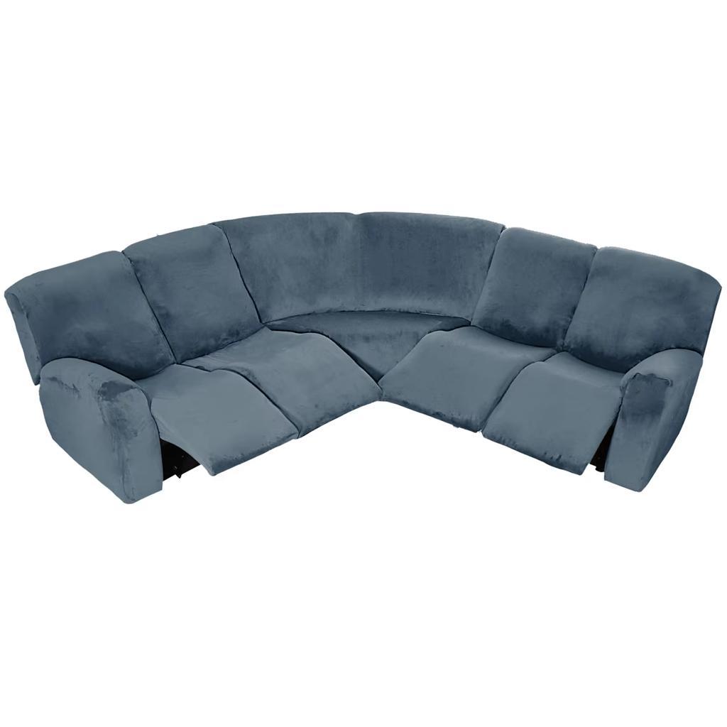 7-Piece L Shape Velvet Stretch Recliner Corner Sofa Covers for Sectional Sofa Set Reclining L Shape Sofa Slipcovers