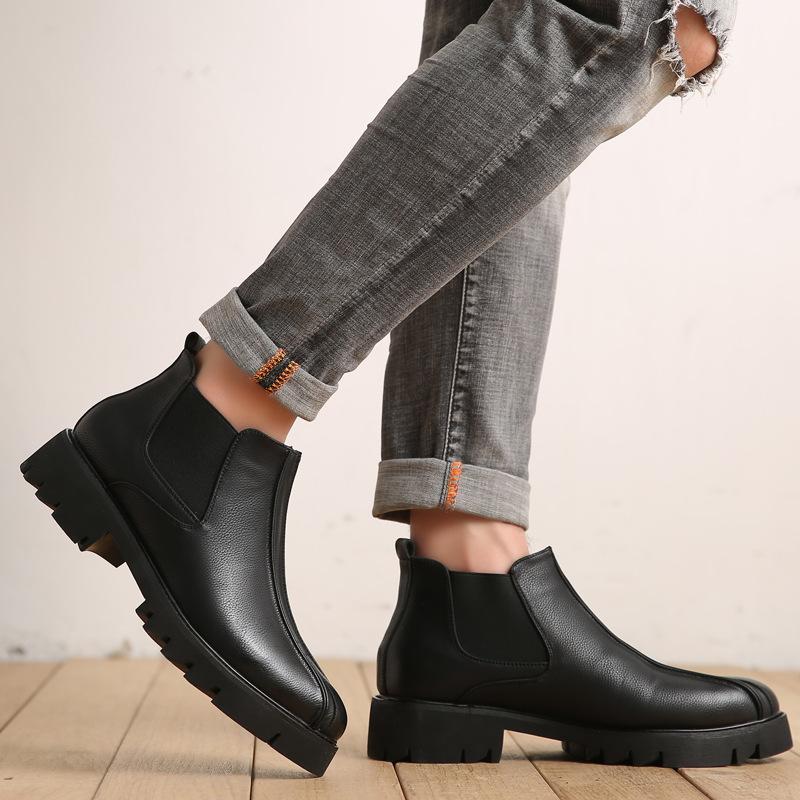 Men's Shoes Small Size Chelsea Leather Boots British Martin Boots Men's Platform Short Boots Men's Boots 37-44