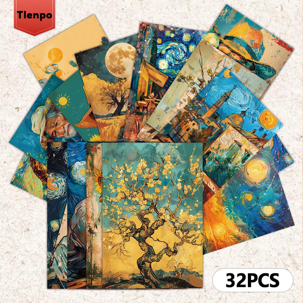 32pcs/set Van Gogh Postcards, Vintage Style 3.93x5.7in Indoor Bedroom Decoration, Message Cards, Van Gogh Postcards