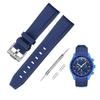 Jumpsunfun 20mm Watch Band for Omega and Silicone Strap with Quick Release Replacement Dark Blue with White Stitching X, Swatch, Speedmaster,