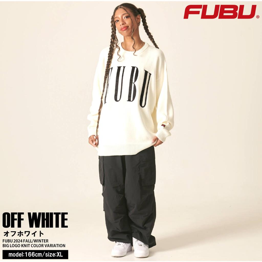 FUBU Вязаный Лонгслив для Мужчин и Бренд Большой Американский Оверсайз fam-42710 Молочно-Белый Свитер, Пуловер, Женский, Название, Логотип, Повседневный,