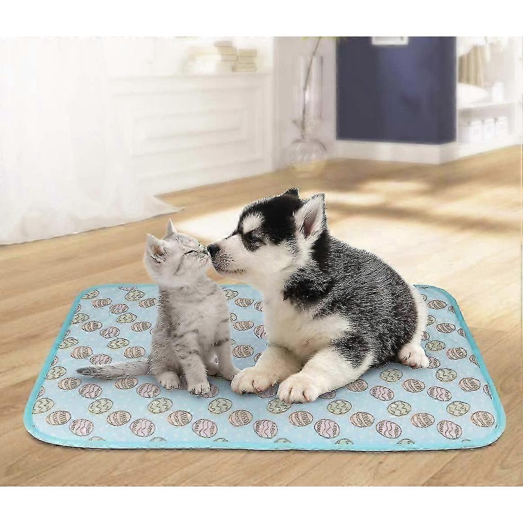 Blue-pet Cooling Sleeping Mat,dog Cushion Cat Cushion Cold Bed Blanket Ice Silk Mat Heat Dissipation Cushion50*70cm 25-26s