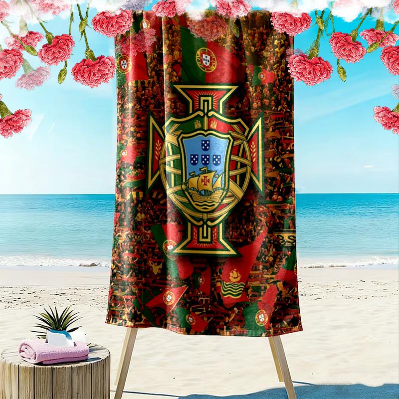 National Emblem Portugal beach towel Beach towel for vacation photos soft swim seaside Absorbent bath towel Outdoor picnic beach mat beach towel