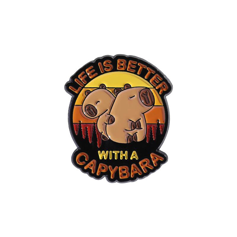 Creative Capybara Enamel Pins Lapel Brooches Cowboy OilPainting Car Burger Sandwich Dagger Funny Capybara Cartoon Badge Jewelry