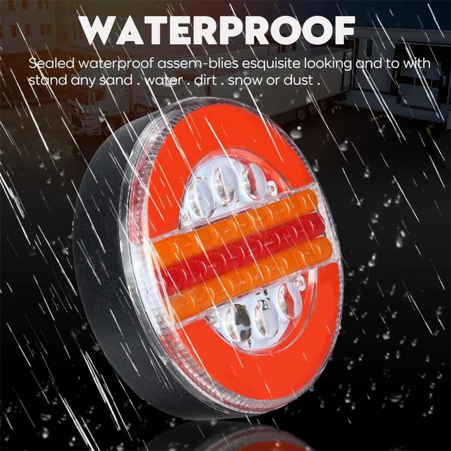 2 шт. 12-24 В 5,3" Динамический светодиодный задний фонарь для прицепа грузовика, стоп-сигнал, ДХО, бегущий поворотник