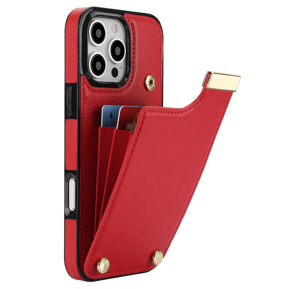 For iPhone 16 Pro Case TPU+PU Leather Hardware Decor Phone Cover with Card Holder