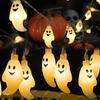 LED Halloween Ghost String Lights Battery Powered Indoor Outdoor Decorative Fairy Lights for Haunted House Party Yard Home Decor
