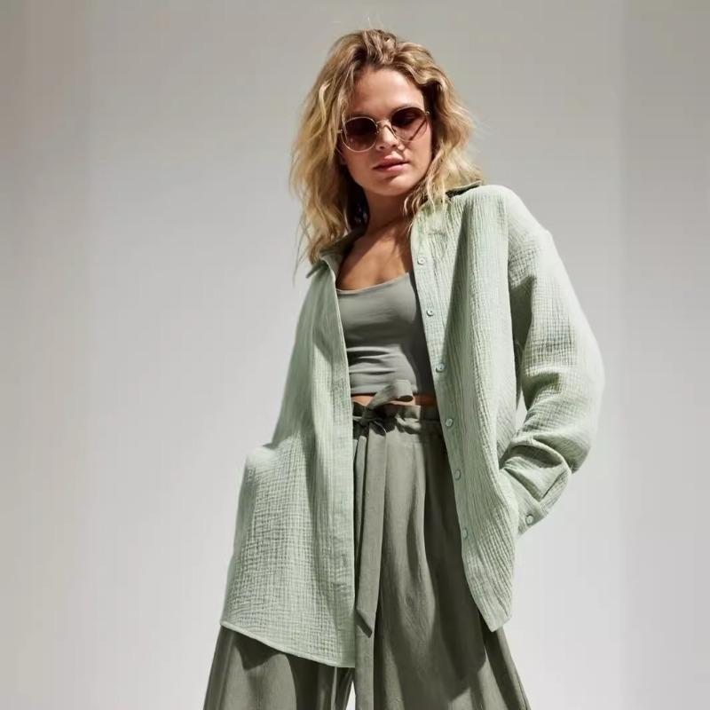 Рубашка весна-осень женская удобная свободная элегантная рубашка поло