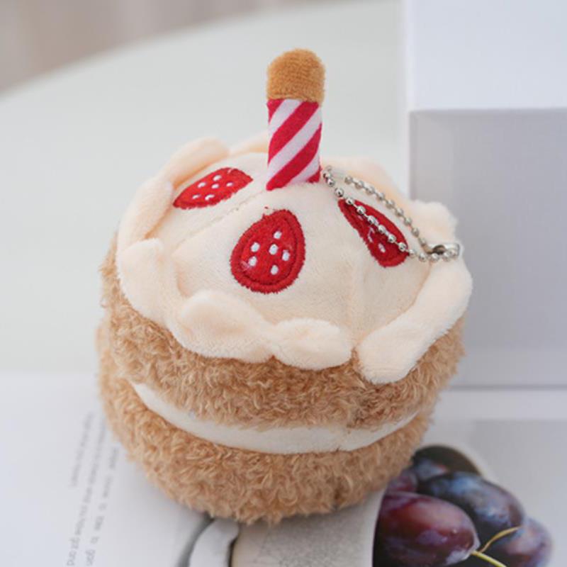 Kawaii Strawberry Cake Plush Keychain Pendant Cartoon Bag Key Ring Doll Stuff Backpack Decor Toy