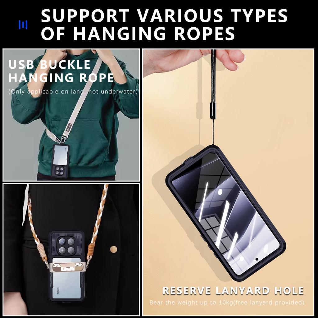 REDPEPPER Для Xiaomi Redmi Note 14 Pro 5G IP68 Чехол для телефона Прозрачная задняя крышка Водонепроницаемый чехол