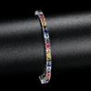 Rainbow Zircon Tennis Chain Bracelet 3mm Copper Micro Pave Single Row Design for Boutique Buyers Custom Jewelry Supply