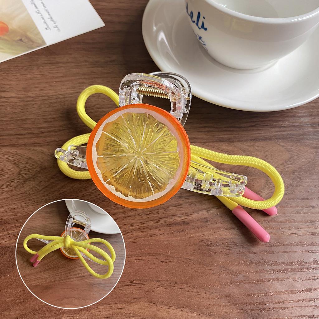 Лимонный Свежий Зажим для Волос Женский Корейский Сладкий Милый Фруктовый Бант Зажим-Акула Аксессуары для Волос