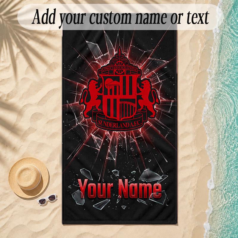 Beach TowelSunderland FC Custom Name Text Personalized Soft Towel for Beach Pool Indoor Home Decor Gift