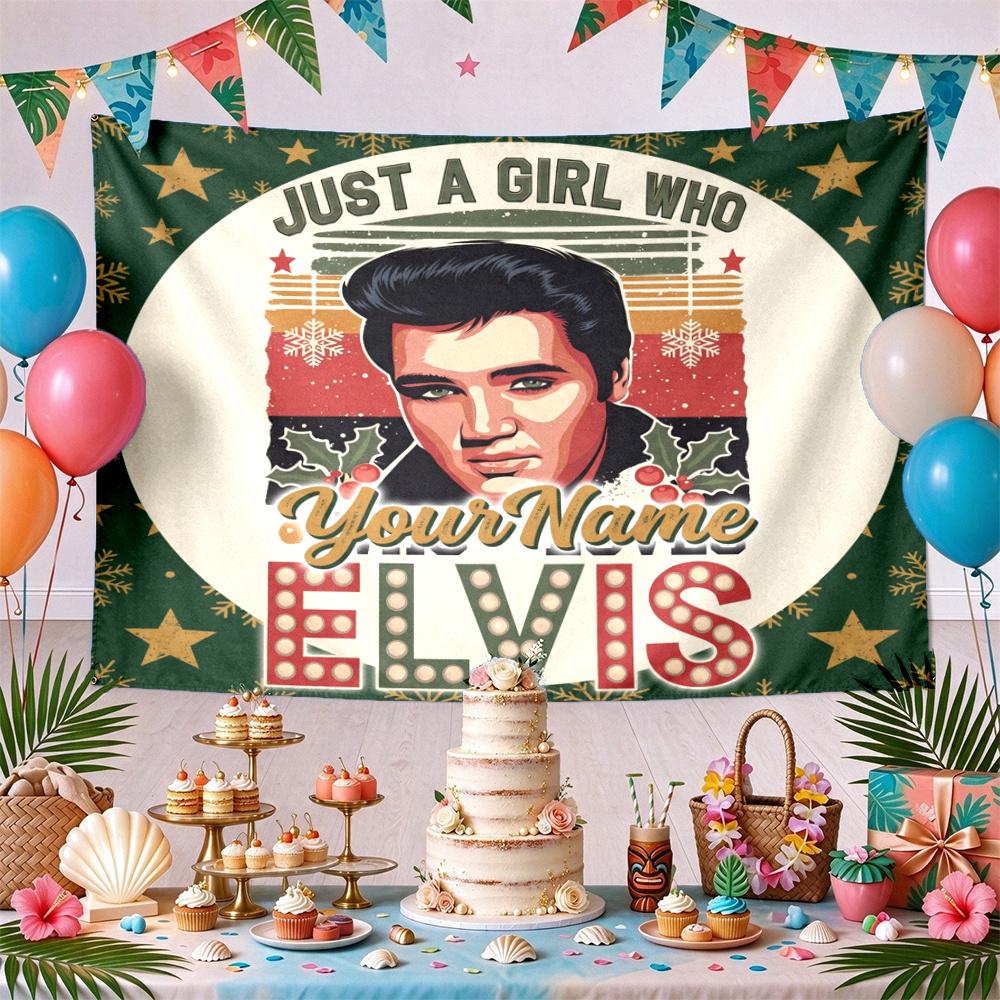 Elvis Custom Your Name Wall Decor Tapestry Art For Pet Memorial Birthday Wedding Party Backdrop Family Gift