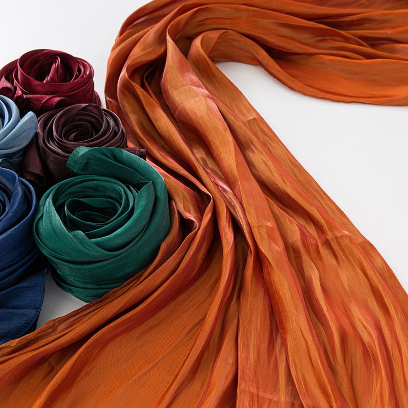Women Light Weight Plain Shimmery Chiffon Crepe Crinkle Shawl Wraps Lady Solid Color Muslim Hijabs Shiny Shimmer Hijab Scarf